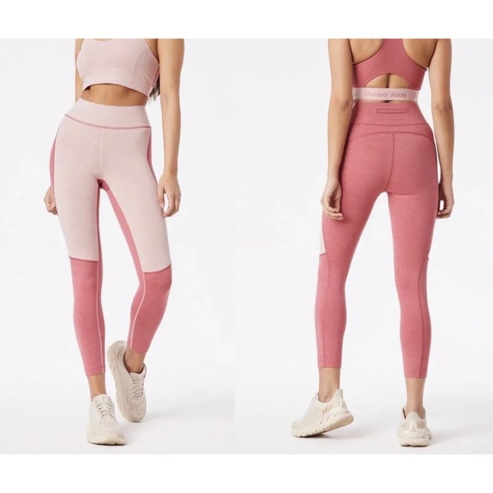 Outdoor Voices Core 3/4 Leggings Size Xsmall XS Thistle Desert Rose Pink TechSwe